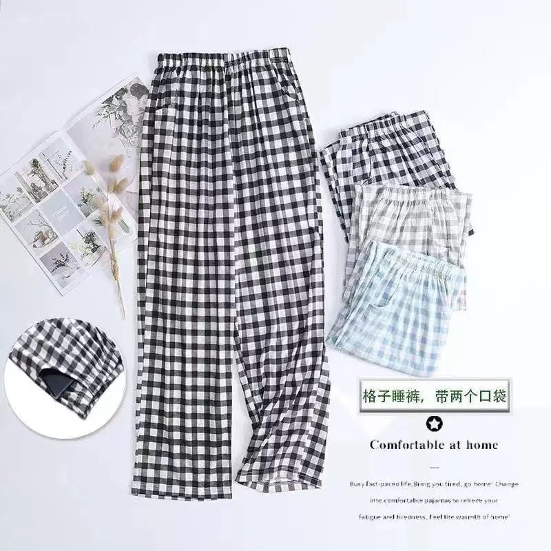 Double Pocket Men'S Pajama Pants Cotton Loose Pants Casual Summer Plus Size Outer Wearing Multi-Piece Home Pants - Image 2