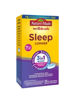 Wellblends Sleep Longer, Melatonin 10mg, L theanine 100 mg, and GABA 100mg, Sleep Supplement, 35 Tri-Layer Tablets