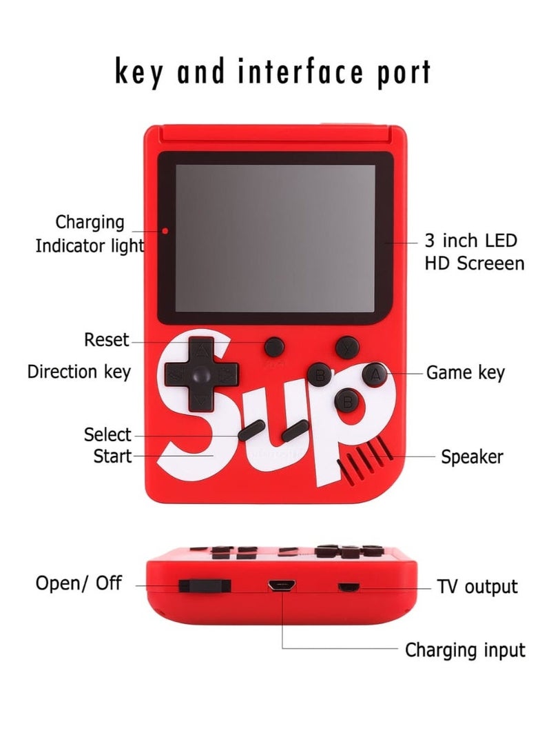 SUP 400-in-1 Portable Retro Handheld Console with 3" Color Screen & Rechargeable Battery – Red - Image 3