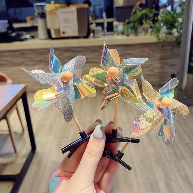 New Cute Laser Windmill Hairpin Edge Micro-Business Push Activities Powder Absorption Sweep Code Small Gifts Student Class Prizes - Image 3