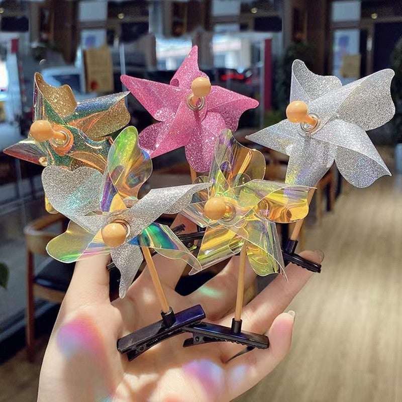 New Cute Laser Windmill Hairpin Edge Micro-Business Push Activities Powder Absorption Sweep Code Small Gifts Student Class Prizes - Image 2