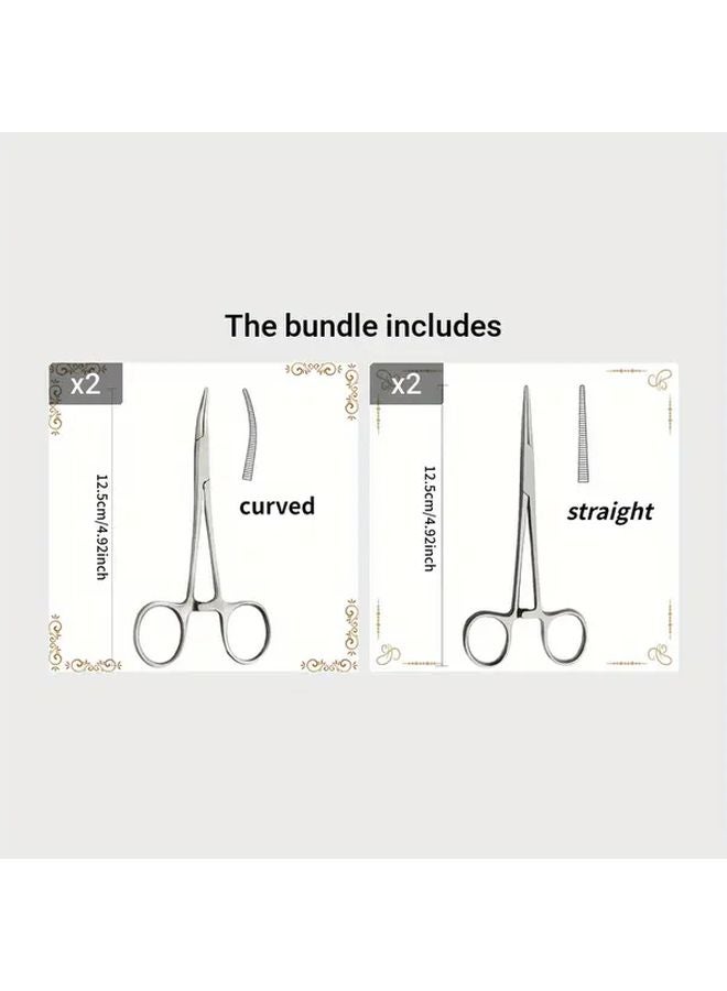 Professional Stainless Steel Tweezers Set Curved And Straight Tips For Fishing Pet Hair Removal - Image 1