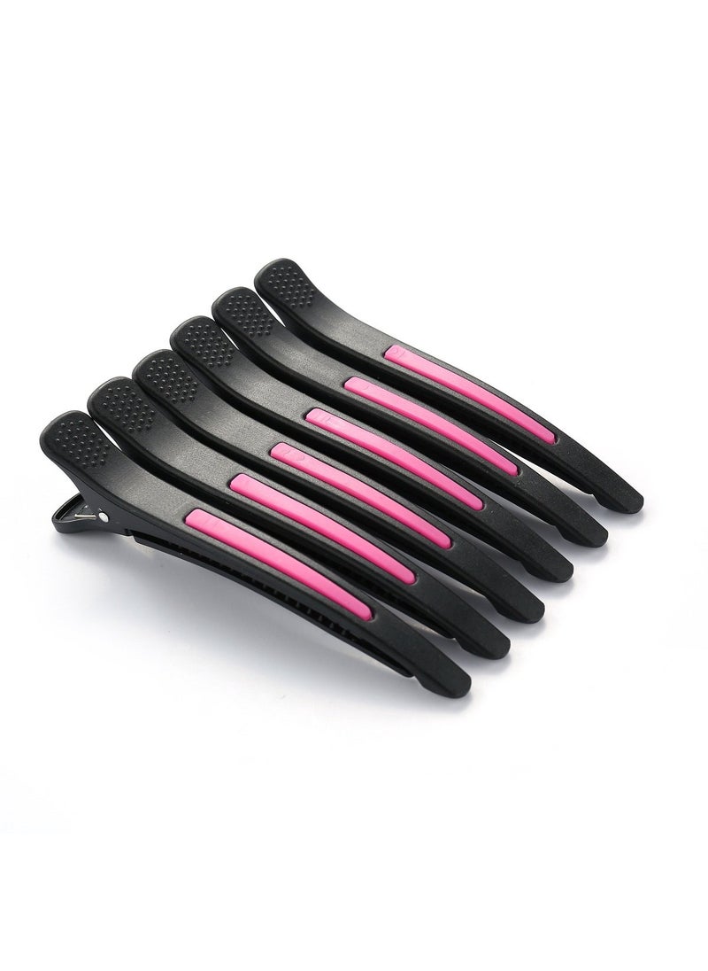 Liasun - 6Pcs/set Pinup Plastic Duck Bill Hair Clips for Sectioning Hair - Professional Non Slip Silicone band Clips Salon DIY Accessories Hairpins Hairgrip for Women(Blcak-Style1) - Image 1