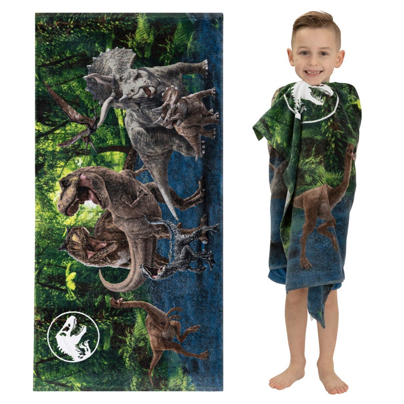 Franco Franco Kids Super Soft Cotton BathPoolBeach Towel 58 In x 28 In Jurassic World 