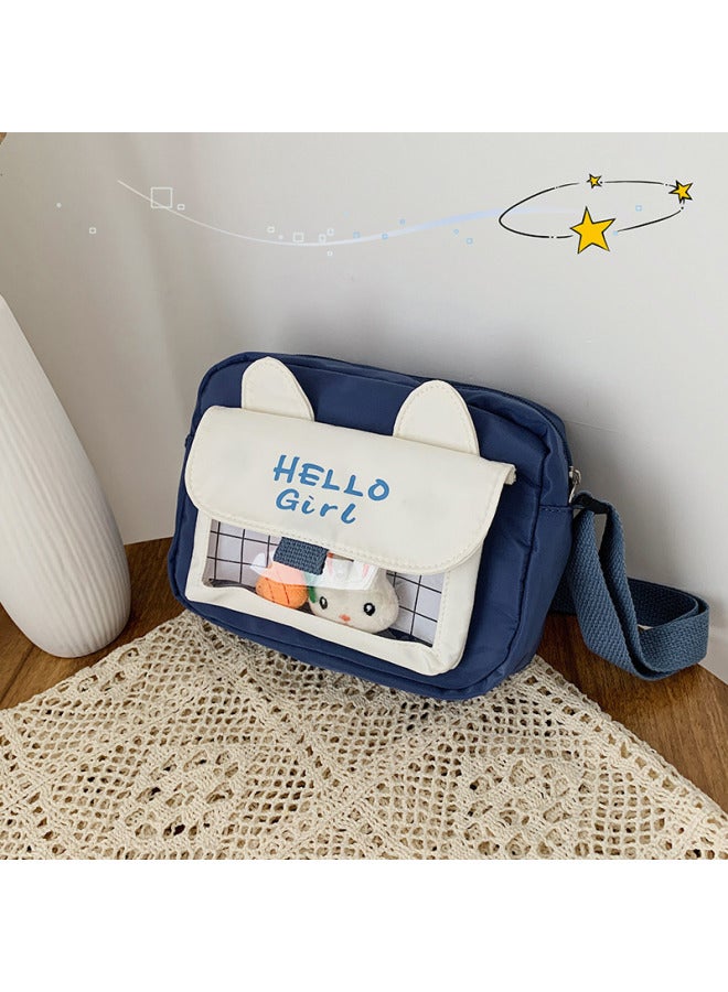 Korean Fashion Women's Bag 2020 Small Square Bag Trend Nylon Cloth Shoulder Messenger Bag A Generation Of Hair-Color:Blue  - Image 1