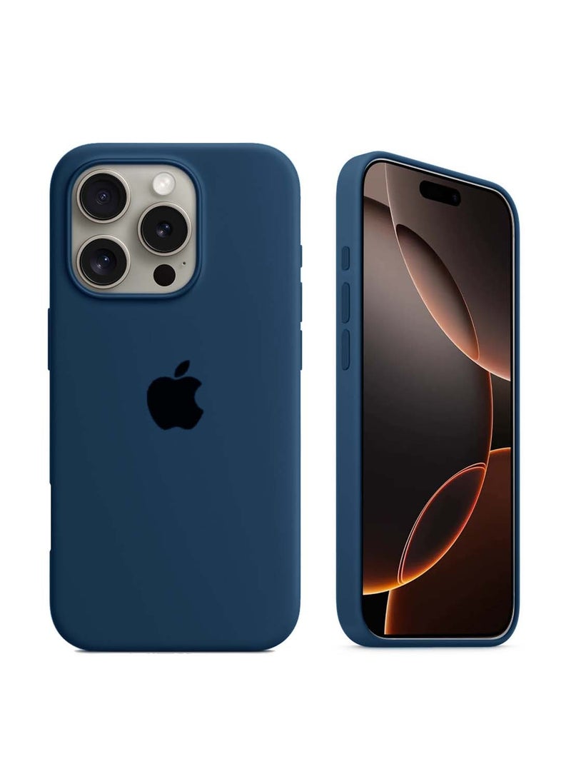 Wtech Apple iPhone 16 Pro Max 2024 Premium Soft Liquid Silicone Case Cover - Dark Blue - Image 1