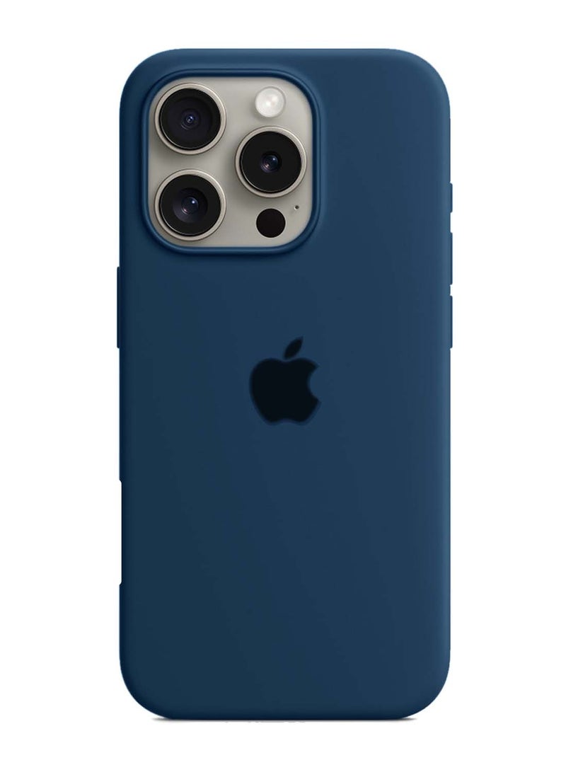 Wtech Apple iPhone 16 Pro Max 2024 Premium Soft Liquid Silicone Case Cover - Dark Blue - Image 2