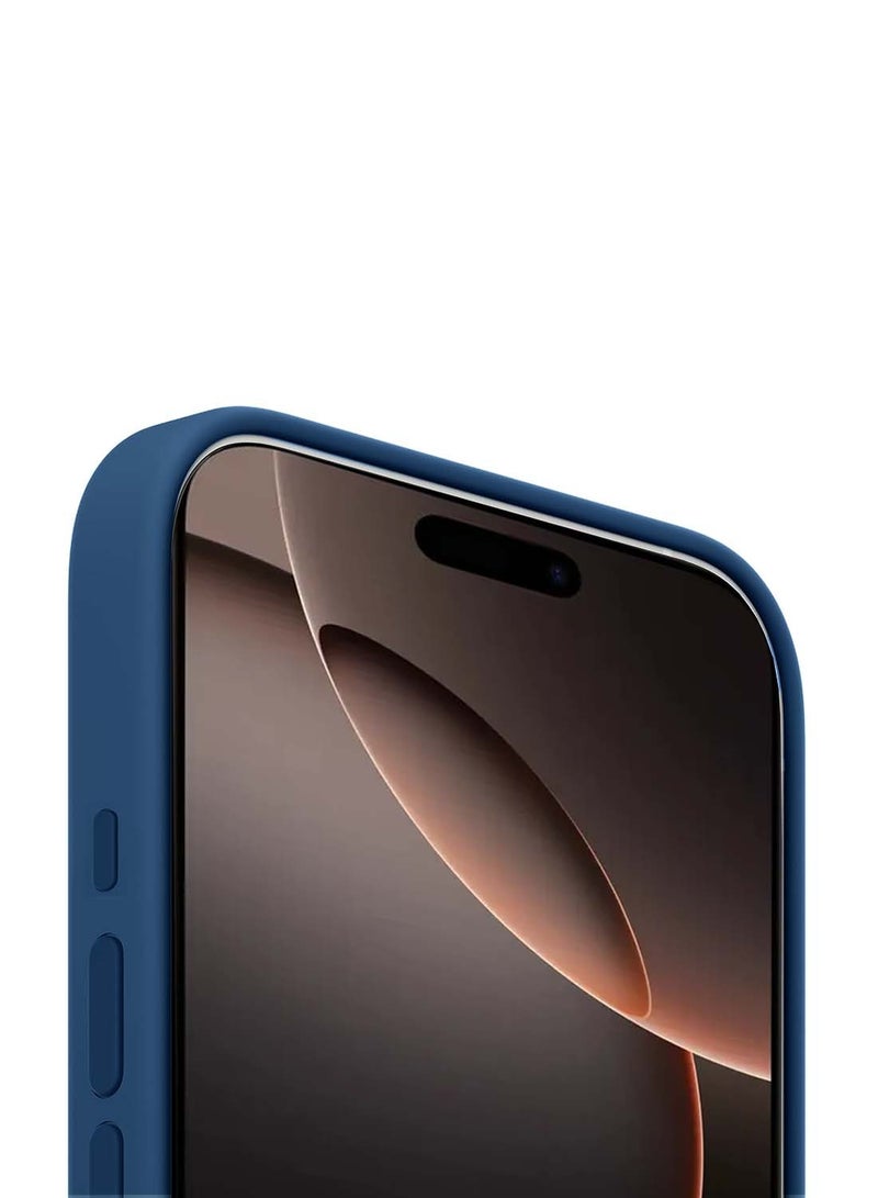 Wtech Apple iPhone 16 Pro Max 2024 Premium Soft Liquid Silicone Case Cover - Dark Blue - Image 4