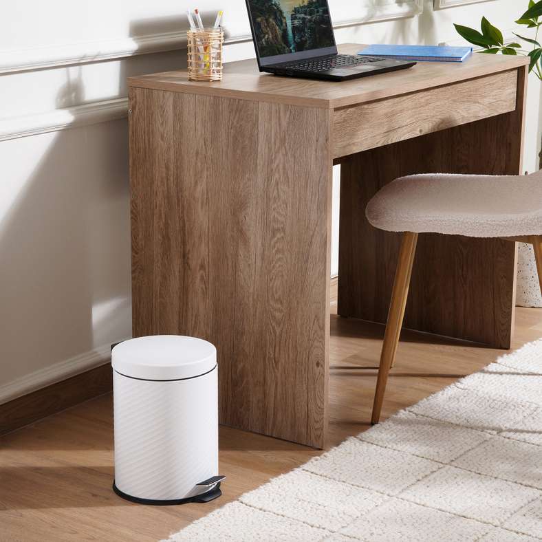 Pan Home سلة مهملات معدنية بيضاء 3 لتر