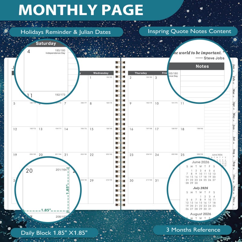 Lortarl 2026-2028 Monthly Planner - 2 Year Monthly Planner 2026-2028, July 2026 - June 2028, 9" x 11", 24 Months, Academic Calendar with Tabs, Inner Pocket, Notes Pages - Image 3