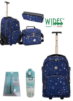 Wires 3 Piece Kids School Trolley Bag laptop compartment 2 Wheels With Lunch bag & Pencil Case  - Image 5