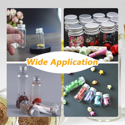 UPSTORE 12PCS Empty Clear Travel Portable Glass Wish Bottles with Silver Aluminum Cap Essential Oil Powders Cream Ointments Grease Storage Container Jars Cosmetic Makeup Sample Packing Holder(30ml/1oz) - Image 3