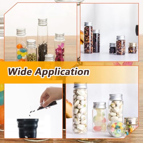 UPSTORE 12PCS Empty Clear Travel Portable Glass Wish Bottles with Silver Aluminum Cap Essential Oil Powders Cream Ointments Grease Storage Container Jars Cosmetic Makeup Sample Packing Holder(30ml/1oz) - Image 4