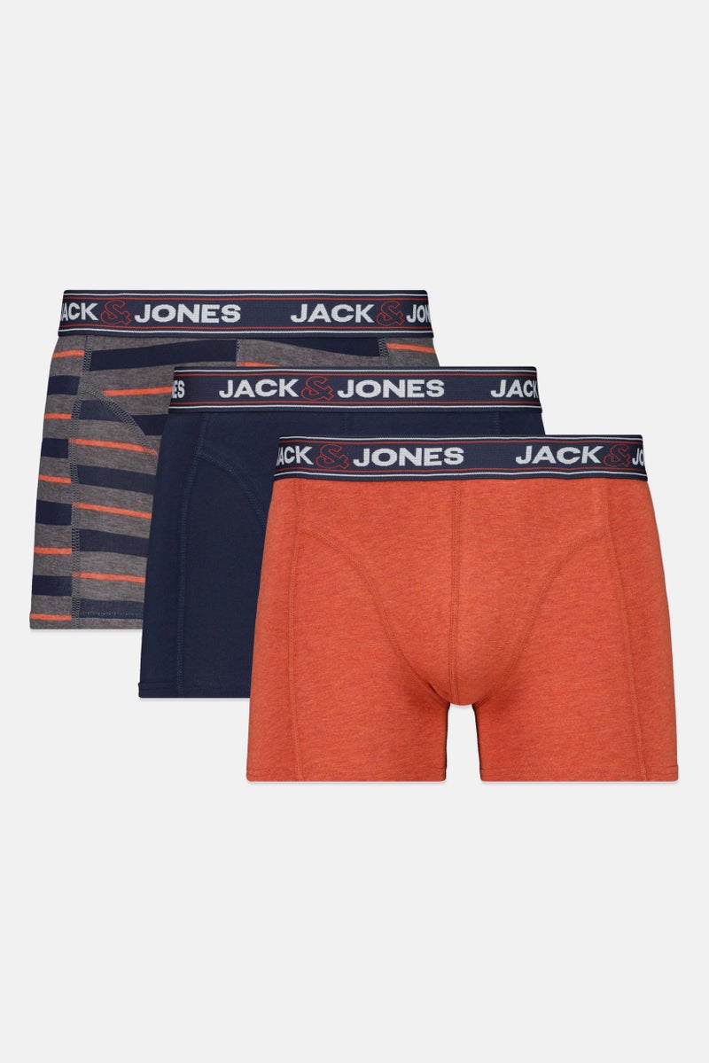Jack Jones Men 3 Pack Brand Logo Trunks, Multicolor  - Image 1