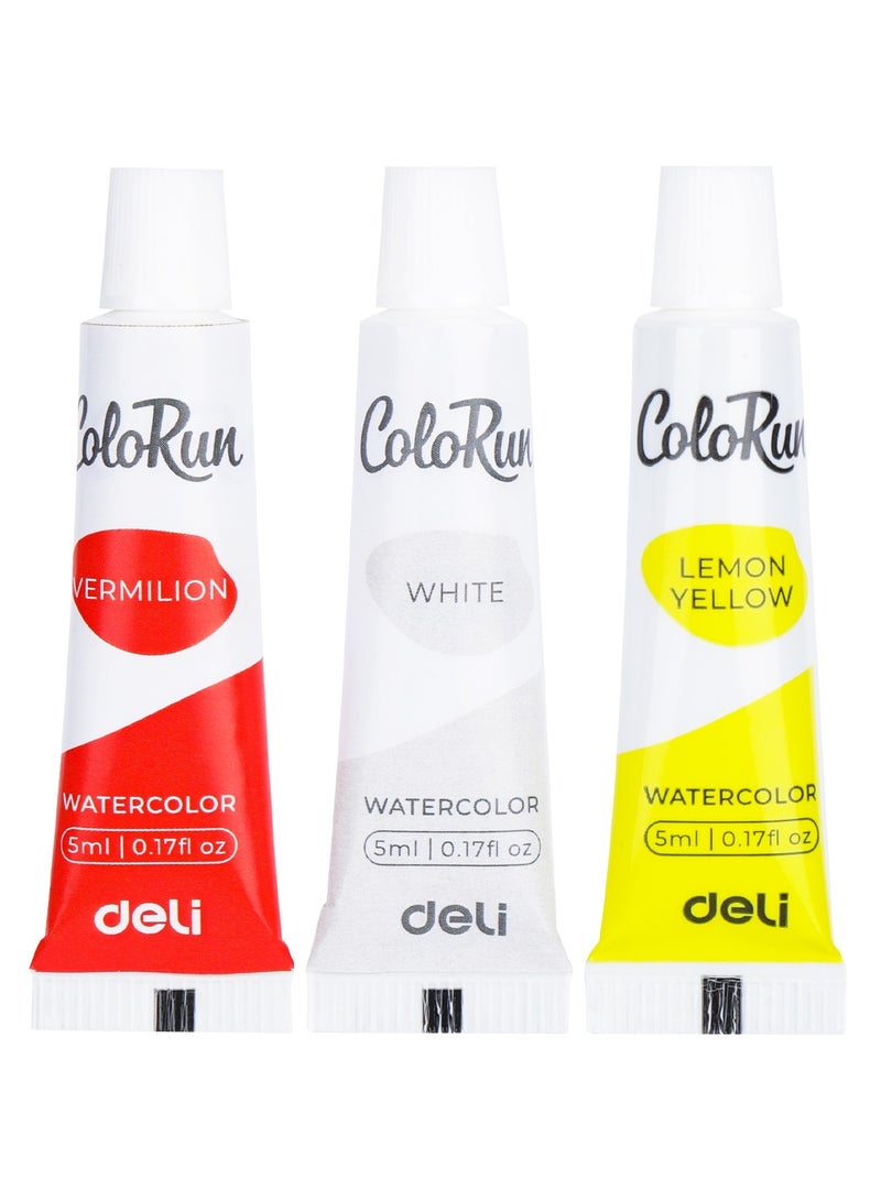 Deli EC18-12 Watercolor Set 5ml x 12 Colors with Brush - ideal for painting and school art - Image 2