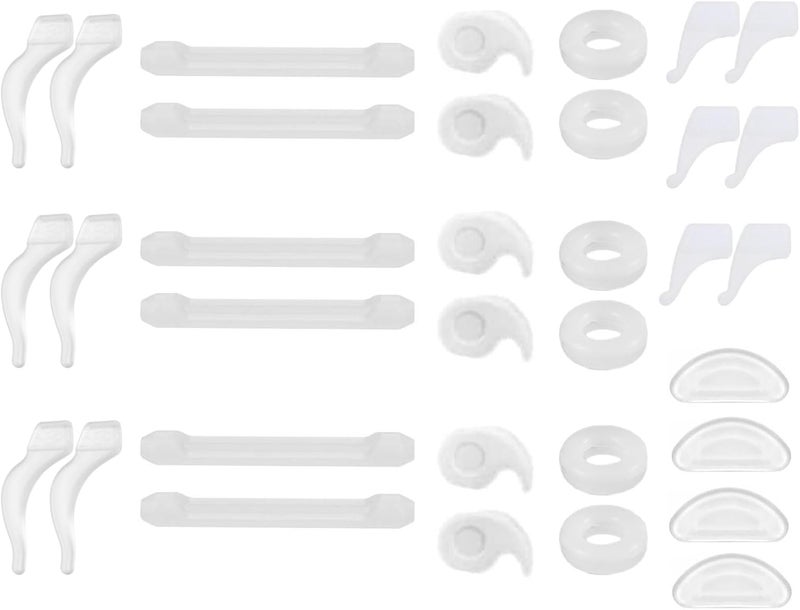 AZFVBQL Store 34PCS Eyeglasses Retainers Silicone Glasses Temple Holders Anti-Slip Protectors Spectacle Stay Put Glasses Stoppers (34PCS-White) - Image 1