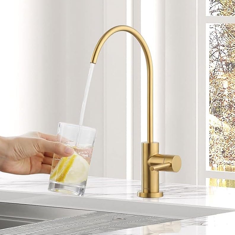 Inart Stainless Steel Faucet Tap - Ideal for Undersink RO Water Purifiers & Kitchen Sinks - Durable Drinking Water Filter Tap (Gold Color) - Image 1