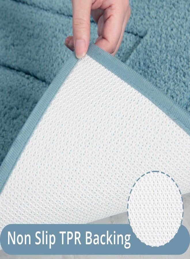 HOMORE Bathroom Runner Rug 24x60 Inch Non Slip Washable Bathroom Rug, Soft and Absorbent Microfiber Long Bath Rugs, TPR Backing Plush Bath Mat for Shower Floor, Spa Blue - Image 3