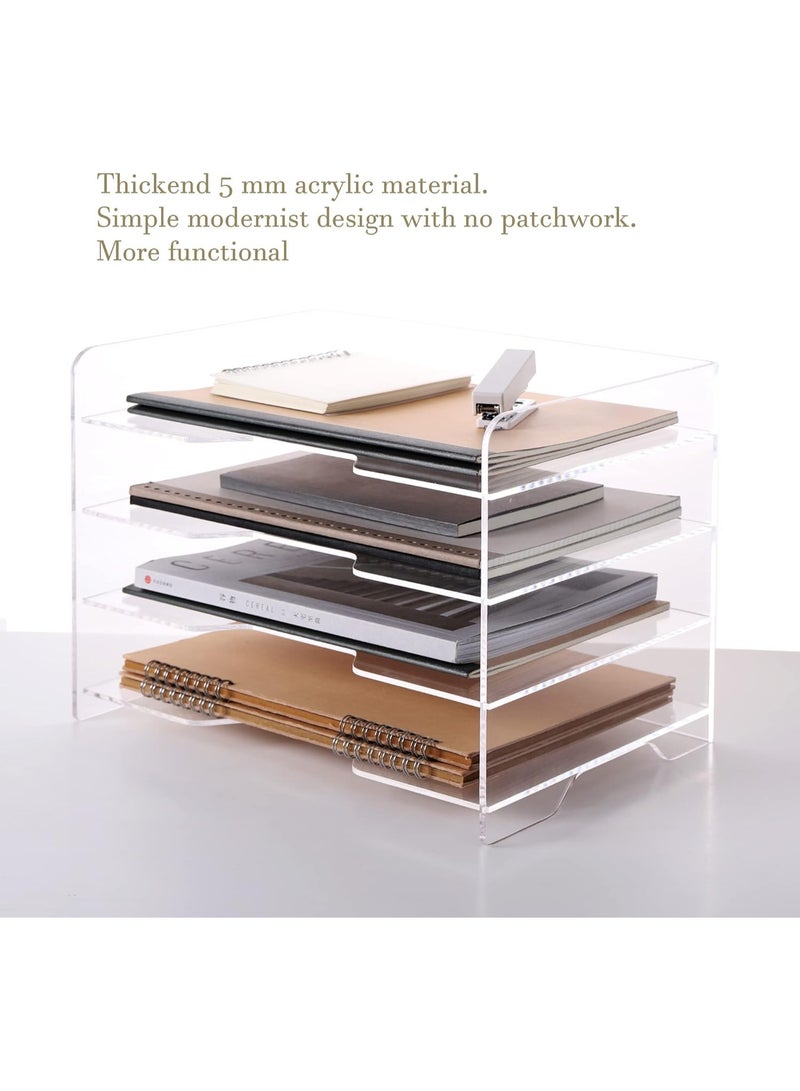 TPGP Paper Organizer Tray, Acrylic File Storage for Desk, Enlarged 4 Tiers Trays, Clear Letter Tray for Office Accessories (Multiple 4 Tier Enlarged)  - Image 3