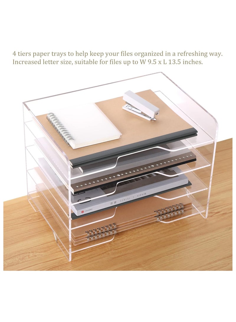 TPGP Paper Organizer Tray, Acrylic File Storage for Desk, Enlarged 4 Tiers Trays, Clear Letter Tray for Office Accessories (Multiple 4 Tier Enlarged)  - Image 4