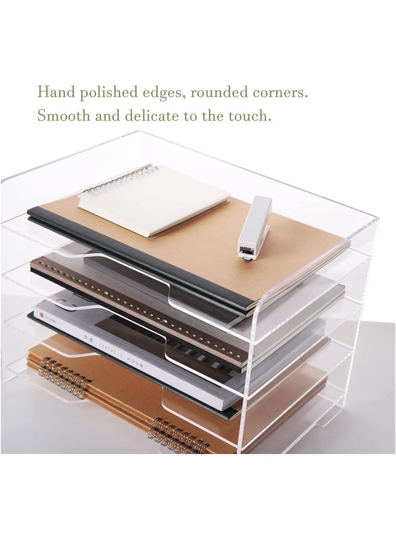 TPGP Paper Organizer Tray, Acrylic File Storage for Desk, Enlarged 4 Tiers Trays, Clear Letter Tray for Office Accessories (Multiple 4 Tier Enlarged)  - Image 5