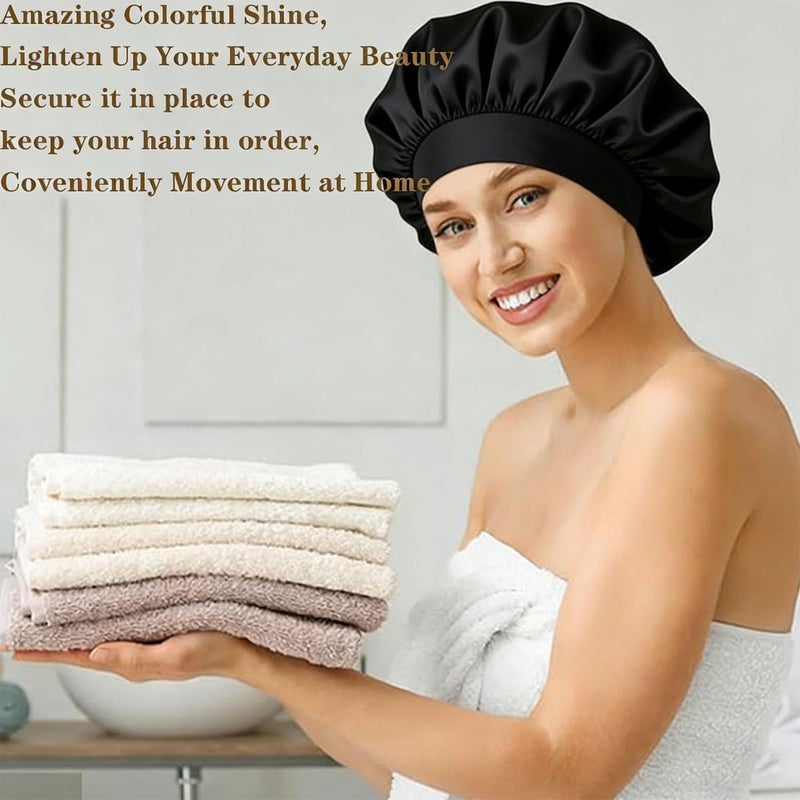 ZSRVAJ 2Pcs Silk Bonnet for Sleeping, Satin Hair Bonnet with Adjustable Design, Curly Hair Protection for Men and Women, Black and Khaki - Image 5