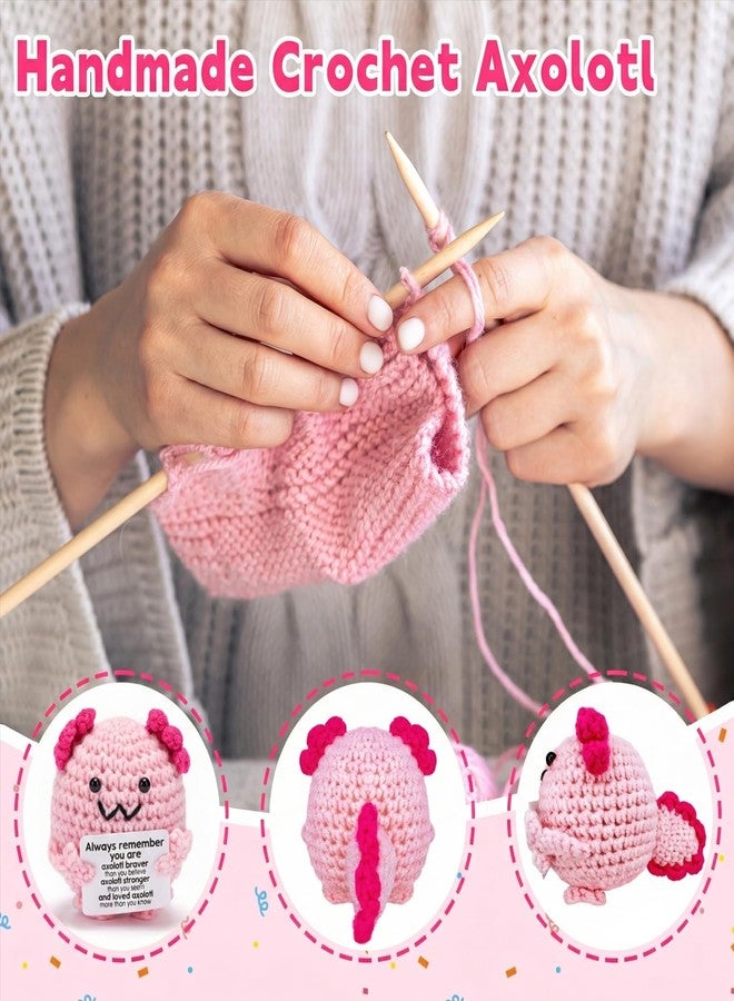 Gerute Emotional Support Crochet Axolotl，Positive Crochet Animals, Emotional Support Plush, Crochet Gifts for Women Encouragement, Self Care, Coworkers, Birthday, Christmas, Desk Home Decoration - Image 4