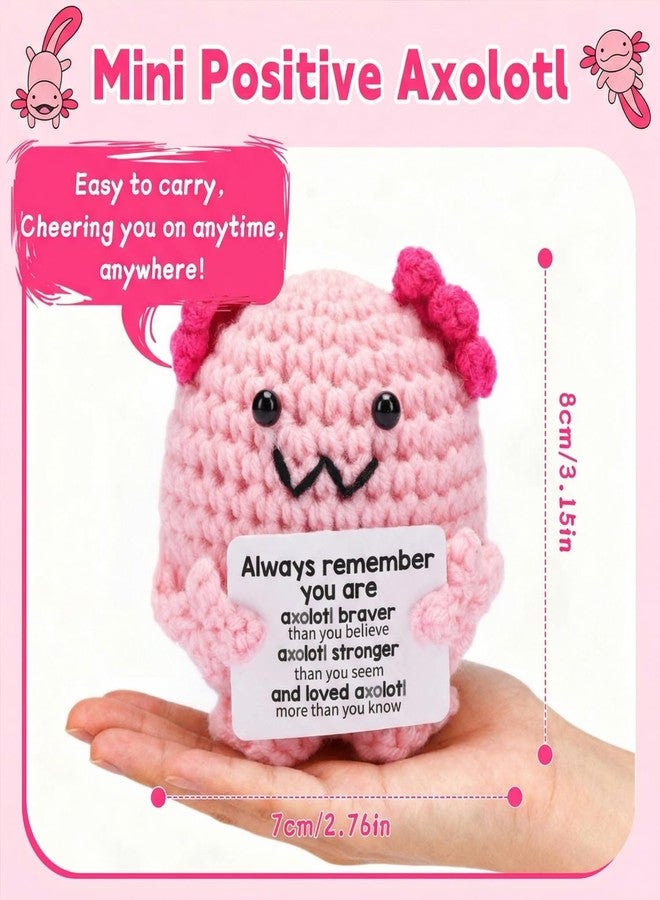 Gerute Emotional Support Crochet Axolotl，Positive Crochet Animals, Emotional Support Plush, Crochet Gifts for Women Encouragement, Self Care, Coworkers, Birthday, Christmas, Desk Home Decoration - Image 3