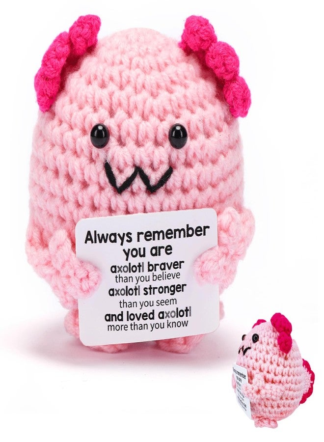 Gerute Emotional Support Crochet Axolotl，Positive Crochet Animals, Emotional Support Plush, Crochet Gifts for Women Encouragement, Self Care, Coworkers, Birthday, Christmas, Desk Home Decoration - Image 1
