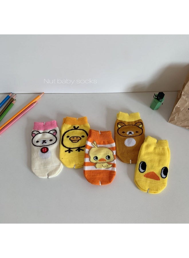 5pcs Baby From 0 to 2 Years Socks Newborn Relax Bear Socks Boys Girls Outdoor Accessory Children Socks - Image 1