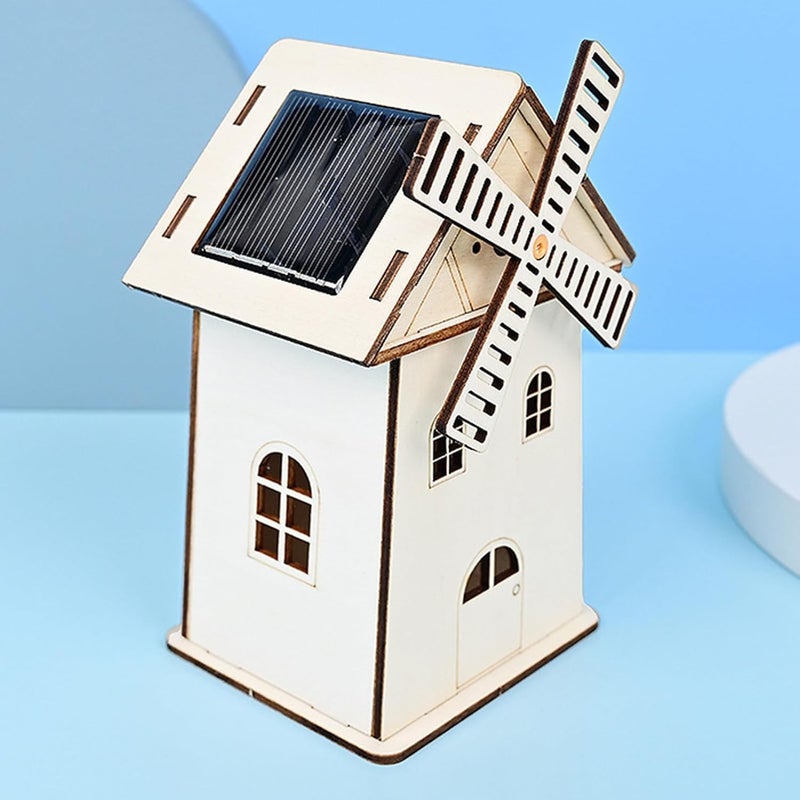 Solar Windmill Model Kit, Unfinished Solar Power Toy Project, Educational Renewable Energy Kit for Creative Table Decorations, Vintage Windmill Decor for Home, Living Room Shelf - Image 5