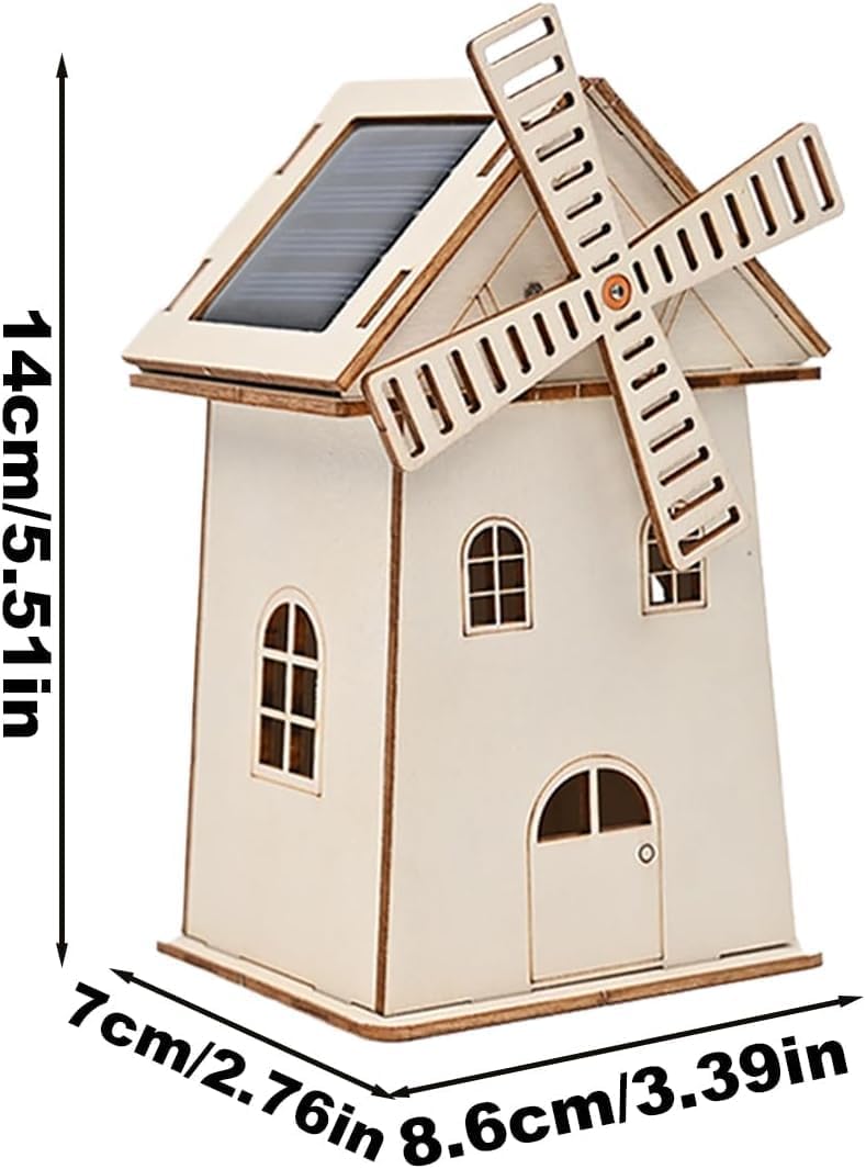 Solar Windmill Model Kit, Unfinished Solar Power Toy Project, Educational Renewable Energy Kit for Creative Table Decorations, Vintage Windmill Decor for Home, Living Room Shelf - Image 4