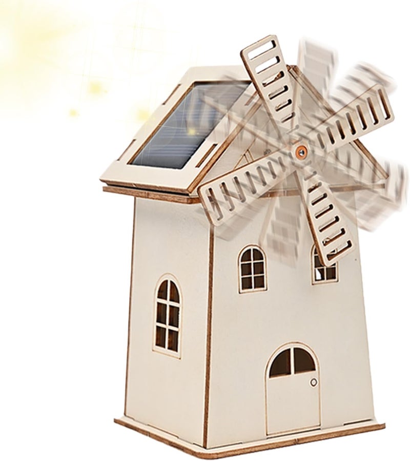 Solar Windmill Model Kit, Unfinished Solar Power Toy Project, Educational Renewable Energy Kit for Creative Table Decorations, Vintage Windmill Decor for Home, Living Room Shelf - Image 1