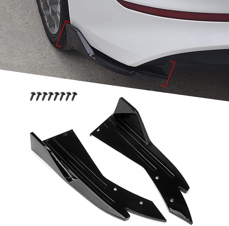 AutoBizarre موزع شفة الصدام الخلفي الأسود اللامع - مجموعة من 2 قطعة - Image 2