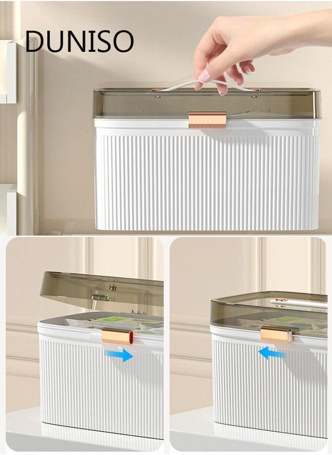 DUNISO - Medicine Storage Box 2 Layers First Aid Box with Compartments Portable Plastic Storage Box with Handle - Image 1