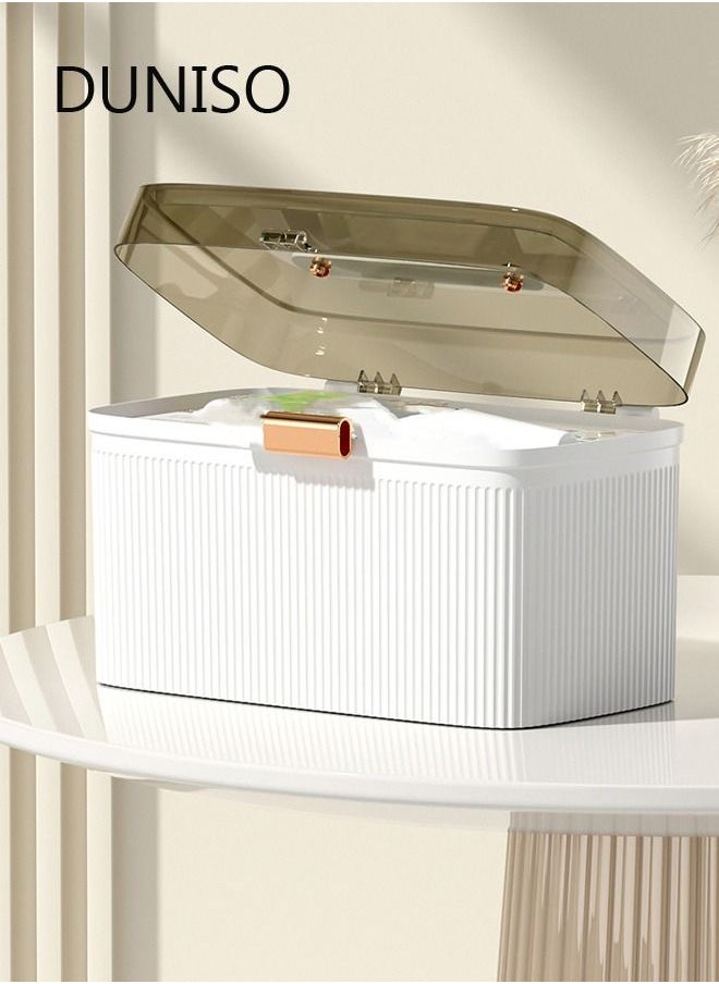 DUNISO - Medicine Storage Box 2 Layers First Aid Box with Compartments Portable Plastic Storage Box with Handle - Image 1