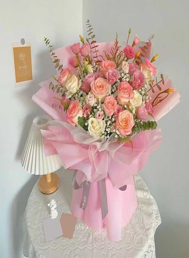 Gloreyan 20 Sheets Flower Wrapping Paper, Pink Florist Bouquet DIY Craft Fresh Flower Bouquet Wrap Waterproof Floral Wrapping Gift Box Packaging Material Florist Supplies, 22.8 * 22.8 Inches(Pink) - Image 3