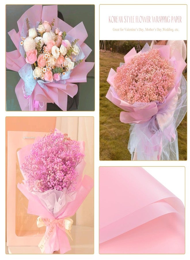 Gloreyan 20 Sheets Flower Wrapping Paper, Pink Florist Bouquet DIY Craft Fresh Flower Bouquet Wrap Waterproof Floral Wrapping Gift Box Packaging Material Florist Supplies, 22.8 * 22.8 Inches(Pink) - Image 2