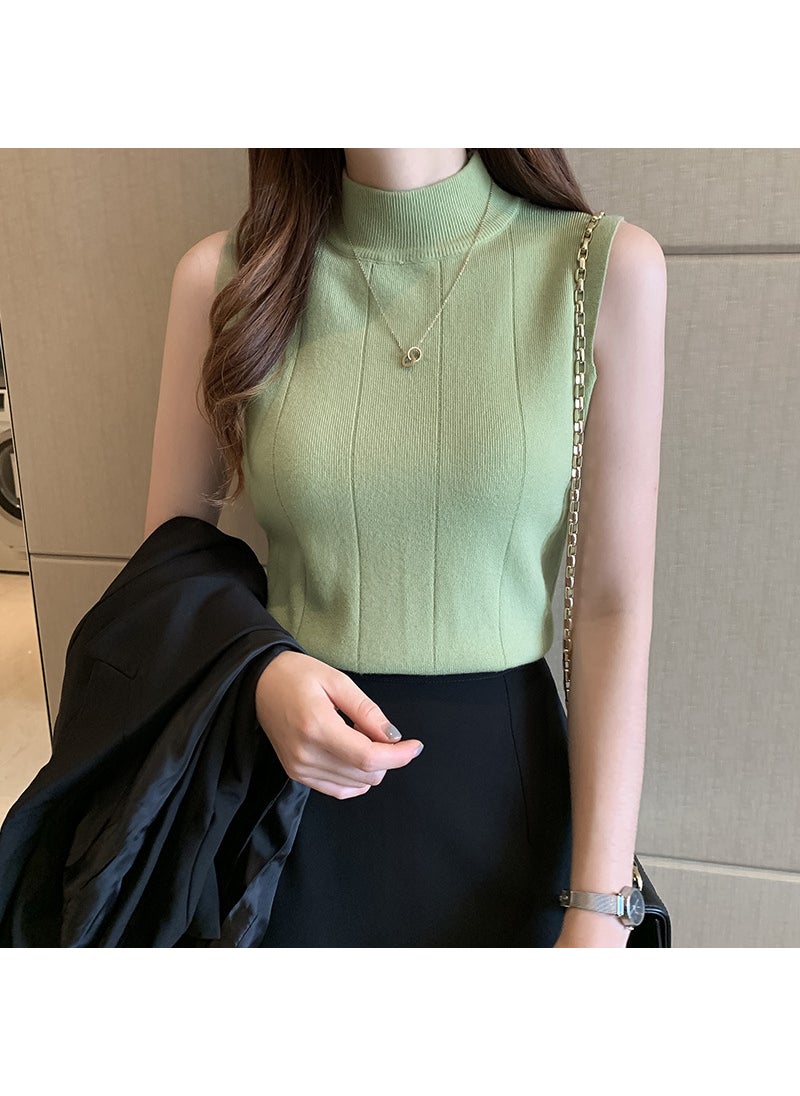 Generic Trendy Cotton Knitvest Sleeveless Top Base Tank Spring Summer 2024 New Ice Silk 13 Colors Official Website Graphic Activity Green 