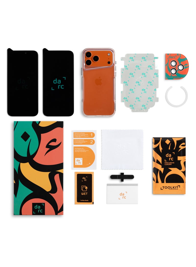 دارك مجموعة حماية متكاملة 5 في 1 للايفون 17 كفر + حماية شاشة ضد الكسر + حماية العدسات + حماية خلفية حرارية - Image 4