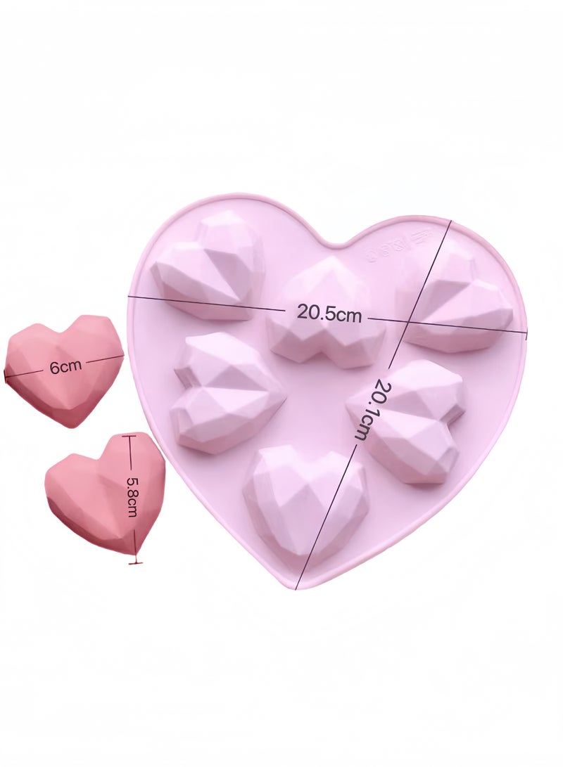 Platinum Silicone Heart Mold, Cubic Design For Valentine's Day, Oven And Refrigerator Compatible, Easy Demolding With Soft Silicone, Pink Design, Essential For Premium Baking, Pink  - Image 3