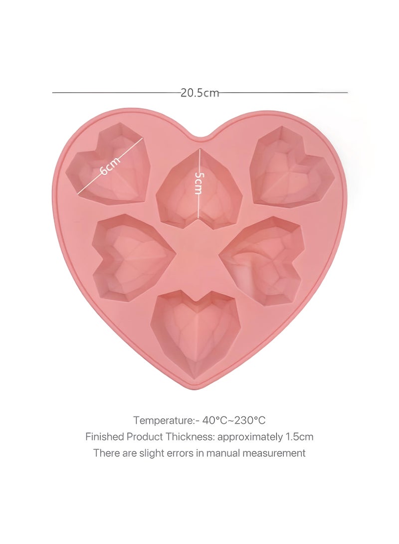 Platinum Silicone Heart Mold, Cubic Design For Valentine's Day, Oven And Refrigerator Compatible, Easy Demolding With Soft Silicone, Pink Design, Essential For Premium Baking, Pink  - Image 2