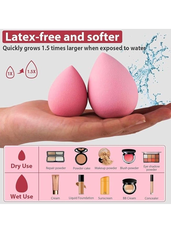 Generic 4Pcs Makeup Sponge Set,Makeup Egg Set, Makeup Powder Puff Makeup Egg Slash Cut Sponge Powder Puff, Super Soft Do Not Eat Powder Wet and Dry Dual-use Beauty Egg with Storage Box(Pink Series)  - Image 2