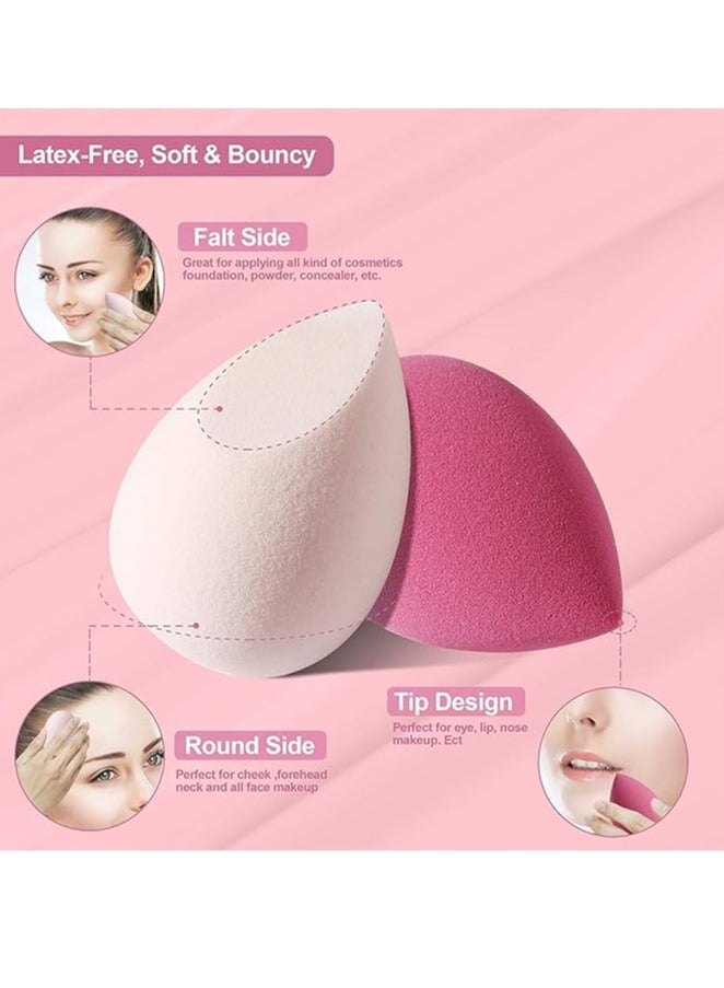 Generic 4Pcs Makeup Sponge Set,Makeup Egg Set, Makeup Powder Puff Makeup Egg Slash Cut Sponge Powder Puff, Super Soft Do Not Eat Powder Wet and Dry Dual-use Beauty Egg with Storage Box(Pink Series)  - Image 3