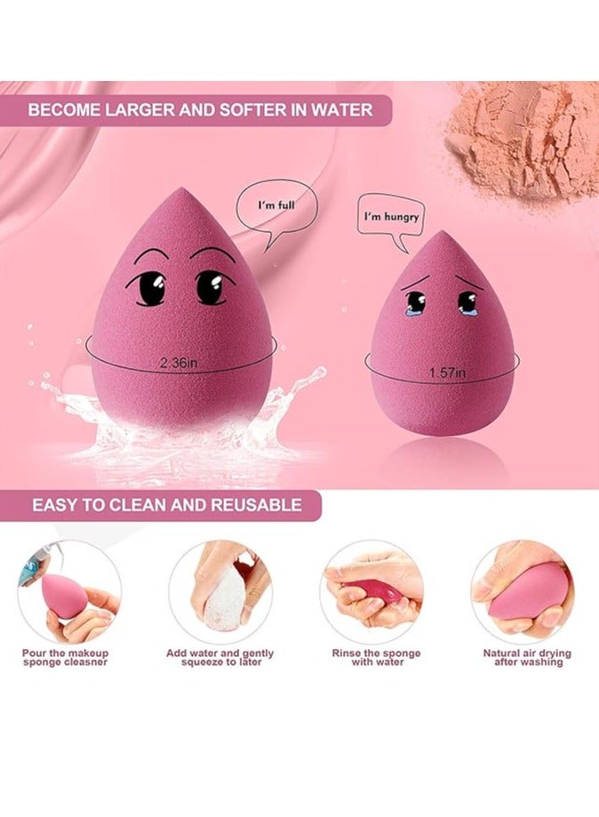 Generic 4Pcs Makeup Sponge Set,Makeup Egg Set, Makeup Powder Puff Makeup Egg Slash Cut Sponge Powder Puff, Super Soft Do Not Eat Powder Wet and Dry Dual-use Beauty Egg with Storage Box(Pink Series)  - Image 4