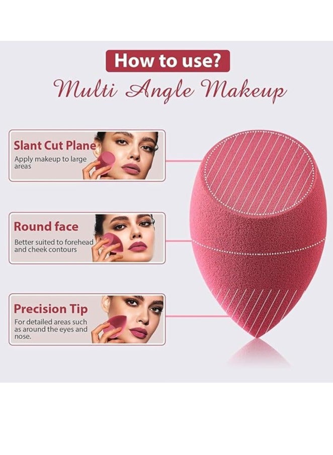 Generic 4Pcs Makeup Sponge Set,Makeup Egg Set, Makeup Powder Puff Makeup Egg Slash Cut Sponge Powder Puff, Super Soft Do Not Eat Powder Wet and Dry Dual-use Beauty Egg with Storage Box(Pink Series)  - Image 5