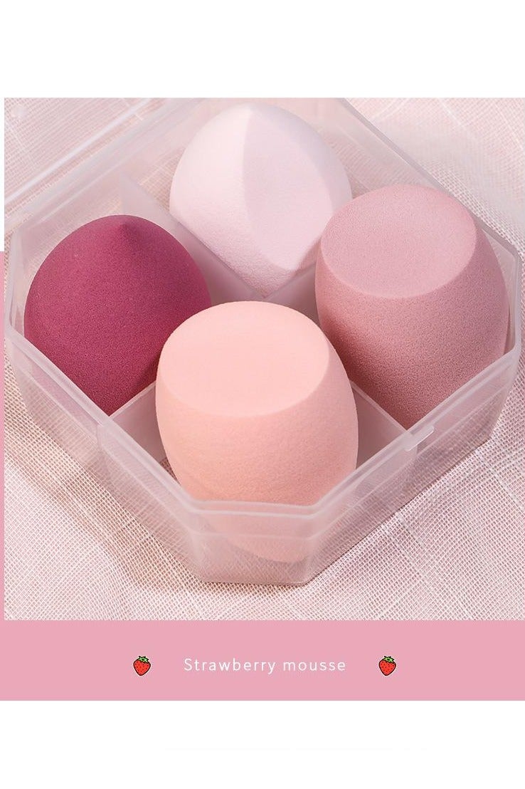 Generic 4Pcs Makeup Sponge Set,Makeup Egg Set, Makeup Powder Puff Makeup Egg Slash Cut Sponge Powder Puff, Super Soft Do Not Eat Powder Wet and Dry Dual-use Beauty Egg with Storage Box(Pink Series)  - Image 1