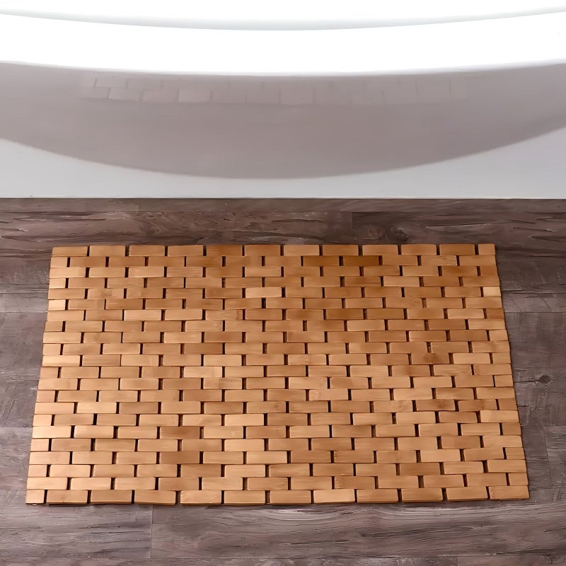 Natural Bamboo Bath Mat 40x60cm Handmade Christmas Decorative Wood Rug - Image 2
