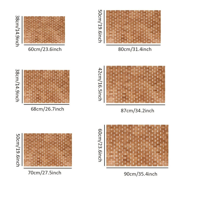 Natural Bamboo Bath Mat 40x60cm Handmade Christmas Decorative Wood Rug - Image 4