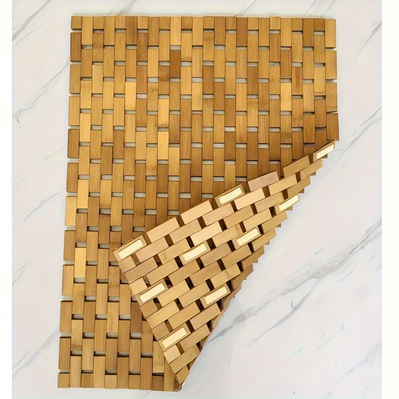 Natural Bamboo Bath Mat 40x60cm Handmade Christmas Decorative Wood Rug - Image 5